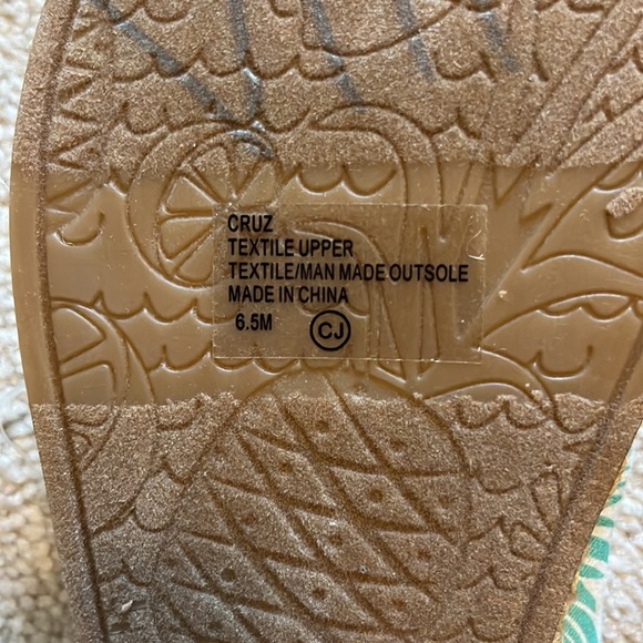 JELLYPOP Tropical Palm Leaf Green & White Slip On Sandals size 6.5 Beach/Summer - Picture 9 of 9